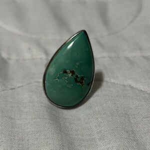 Teardrop Turquoise Silver Ring size 7